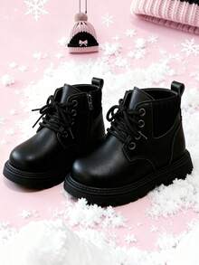 Winter Bestselling Children's Ankle Boots, Boys' And Girls' Black Boots, Toddler School Shoes, Suitable For Holidays, Parties, Shopping And Vacation - Black - View 1
