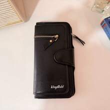 Billetera plegable y portátil para dinero y efectivo, para trabajadores de cuello blanco, mujeres universitarias, trabajo, negocios, desplazamiento, oficina, para aniversario, parejas, regalo de cumpleaños, San Valentín, regalo - Negro - Ver 2