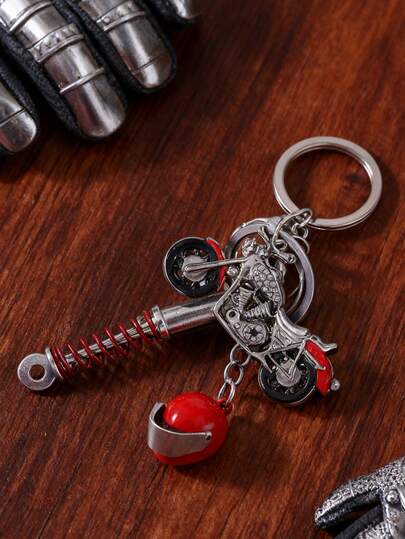 Nuevo accesorio para bolso, amortiguadores de motocicleta de alta gama exquisitos, llaveros de casco, bolsas de carreras personalizadas para hombres y mujeres, accesorios colgantes, llaveros de coche, regalos de joyería, accesorios decorativos (combina tres en un llavero, debes ensamblarlo tú mismo)