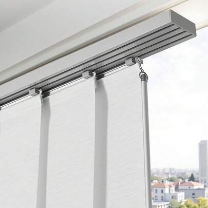 Panel Track Blinds, Extendable Track From 45.8 In To 86 In W, Trimmable Panel Curtains Up To 96 In H, Adjustable Vertical Panel Blinds For Sliding Doors, Patio Doors, Room Divider, Window, White