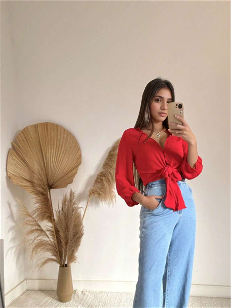 Women Blouses - Đỏ - Xem 1