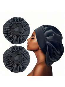 Satin Bonnet Silk Bonnet Hair Bonnet Jumbo Size For Sleeping Satin Bonnet Stretchy Tie Band For Women For Bedroom, Travel, Office, School Boy Valentine Heart Women's Valentine - Multicolor - View 11