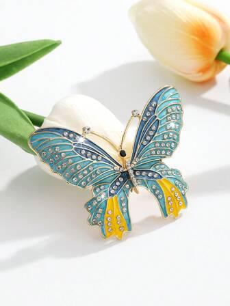 1 件时尚欧美奢华水晶镶嵌长喙鸟形女士优雅可爱胸针配饰