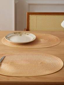 1/2/4/6/8 miếng lót đĩa bằng polyester hình bầu dục màu be ombre tối giản - trái cam - Xem 3