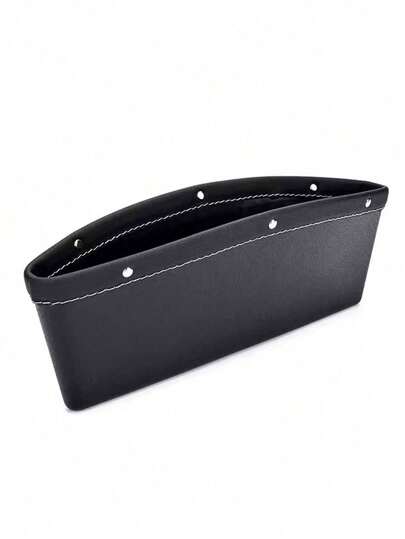 1pc Black & White Car Seat Crevice Storage Box, Leather Car Seat Gap Organizer, Center Console Organizer