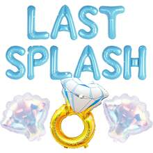 LaVenty Last Splash Banner Balloons Blue White Coastal Bachelorette Decorations Bridal Party Sign Bride To Be Background Beach Bach Supplies - Nhiều màu - Xem 2