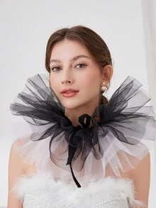 1pc Women's Exaggerated Clown Ruffled Multi-Layer Mesh False Collar For Dress For Christmas Decor - Multicolor - View 9