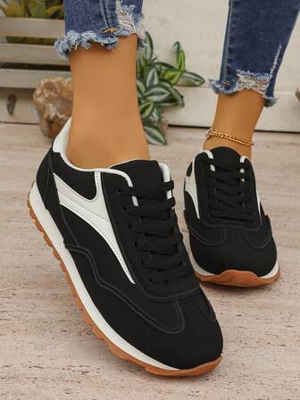 Autumn/Winter New Minimalist Casual Sports Shoes, Lightweight Low-Top Colorblock Retro Versatile Sneakers
