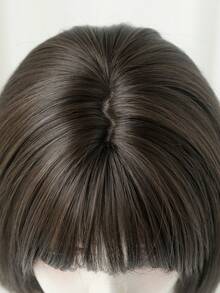 NAMM 10 英寸时尚棕色短款直发假发，带刘海，优质丝滑合成耐热服装假发，适合日常佩戴、学校和音乐节庆祝活动使用 - 角色扮演服装假发 - 樱花庆典华丽派对街头服饰摄影 - 女孩礼物假发配件