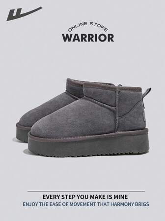 WARRIOR 战士舒适街头风格雪地靴女秋冬舒适跑步鞋朴素风格休闲而时尚的运动鞋全年适用耐磨全天穿着训练运动鞋保暖内衬运动鞋