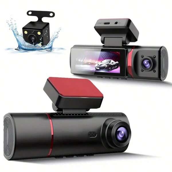 3 Camera Dash Cam, Front And Rear Inside Cameras, 1080P+1080P+720P Dash Camera, 3.16" IPS Screen, Wide Angle, Night Vision, Loop Recording, G-Sensor, Night Vision