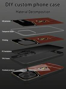 1pc Customizable Text & Fashionable 12 Zodiac Metal Design Tempered Glass Phone Case, Compatible With IPhone 17 Air/17 Pro Max/15/16 Pro/14 Plus/13 Pro/12 Pro Max/11/Xs Max/8/7/6 Plus, S24 Ultra/S25 Ultra/A13/A71/A12, Redmi NOTE 13/14/Redmi K40, 11, Featuring Personalized And Creative Design For Unique Style Consumers - Black - View 4