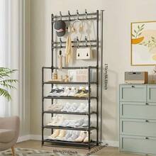 4-5 Tier Stainless Steel Shoe Rack - Space Saving, Easy Assembly, Suitable For Entryway And Bedroom, Durable Design, Minimalist Style, Modern Multipurpose Hanging Clothes Rack And Organizer, Dorm Entrance Shoe And Hat Rack - Multicolor - View 14