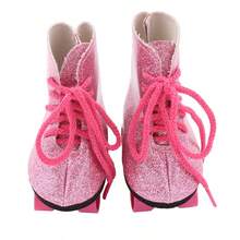 1 双 18 英寸重生婴儿娃娃溜冰鞋，7x5x3.6 厘米，时尚斑马图案娃娃溜冰鞋，彩色闪光娃娃配件，儿童娃娃玩具零件，万圣节、圣诞节礼物，婴儿、女孩、男孩玩具，圣诞袜填充物，节日派对装饰，收藏品 - 溜冰鞋 - 查看 5