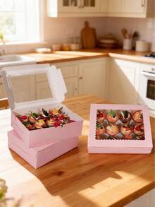 8/4 piezas/1 pieza Cajas para Cupcakes con Ventana, Cajas para 12 Cupcakes, Cajas Grandes para Pasteles Adecuadas para Empaquetar Regalos de Cumpleaños, Bodas y Día de San Valentín
