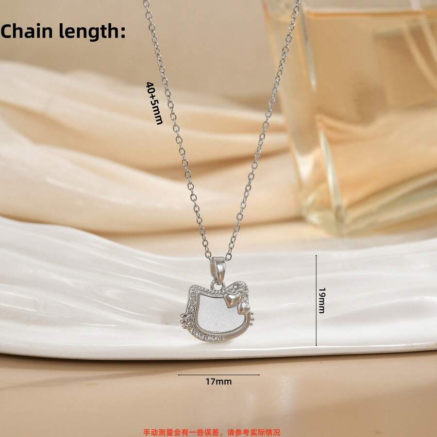 Light Luxury Diamond-Studded Titanium Steel Necklace For Women, Elegant And Cute, Fashionable For Students, Niche Design Collarbone Chain - XL01619G - 查看 1