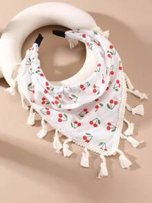 1pc Women's Fashion Elegant Bohemian Style Red Cherry Print Tassel Triangle Headband, Suitable For Daily And Festival Outfits, Hair Hoop Hairband For Women, Head Accessories - Nhiều màu - Xem 2