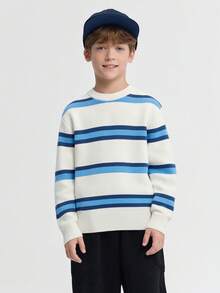 Balabala BalaOne Kids Knit Sweater, Girls 2025 Winter, Soft Cozy Pullover - Blue Tint - View 1