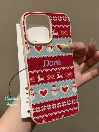 Customized Phone Case With Christmas Holiday Snowflake, Heart, Snowman, Reindeer Pattern, Suitable For IPhone 17/17 Pro/17 Air/17 Pro Max, 3D Knitted Texture Anti-Drop TPU Protective Cover, Ideal For Personalized Gifts For Individuals, Partners, Family, Friends, Birthdays, Anniversaries