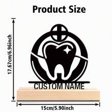 1pc Romantic Personalized Custom Text Smiling Teeth Sculpture Metal Art With Wooden Base Tabletop DecorationParisian Desk Art With Wooden Base, Perfect For Travel Lovers, Office, Cafe Decor Christmas Decorations Graduation Party Gift