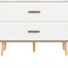 Children's Wardrobe, Wardrobe With Clothes Rail, With Drawers, Open Wardrobe, Solid Wood Handles, Chipboard, White + Natural Wood, 80*46*141.5cm - White - View 9