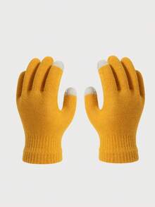 1 Pair Assorted Candy Color Men's Solid Touchscreen Gloves, Warm And Versatile For Autumn/Winter Daily Wear And Outings Winter Head Warmer