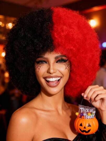 Halloween Wig 14 Inch Afro Curly Wigs For Women Glueless Soft Black Afro Wigs Large Bouncy And Soft Full Wigs For Halloweeen Party Cosplay