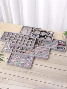 9 pezzi Vassoio in velluto per gioielli, organizer per gioielli con scomparti separati, espositore impilabile per orecchini, collane, bracciali, anelli, fermagli per capelli, fasce, ecc. San Valentino Ritorno a Scuola