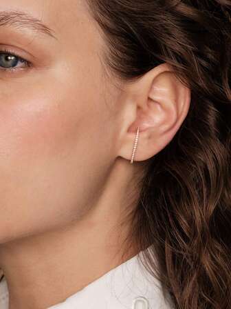 1 Pair S925 Sterling Silver Cubic Zirconia Geometric Stud Earrings, Fashionable & Minimalist, Suitable For Daily Wear, Mother's Day, Valentine's Day, New Year Jewelry Gift