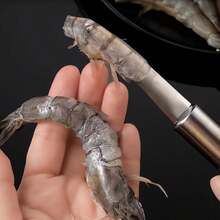 1件装不锈钢虾仁去筋工具，虾脑去除器，专用虾壳剥壳器，不锈钢虾仁去筋工具，龙眼核去除器，易于清洁，厨房小工具