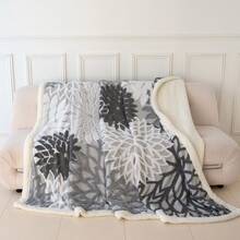 1 pieza Manta de estilo bohemio de doble capa gruesa de felpa jacquard sintética, suave y cálida, reversible para cama, sofá, oficina, coche, viaje, picnic, fiesta, todo el año