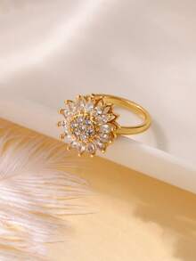 1 Pc Spinner Heart Four Leaf Clover Rings For Women Anti Stress Anxiety Fidget Ring Stainless Steel Jewelry Gift Valentines,Mom,Mother,Mother's Day,Gift