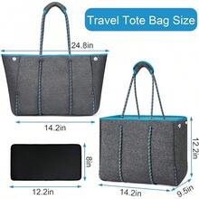 Large Multipurpose Neoprene Beach Tote Bag With Inner Pocket Women/Pool - C1-深灰色 - 查看 5
