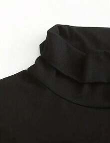 Camiseta de manga larga de cuello alto de unicolor, nueva llegada para otoño/invierno - Negro - Ver 8