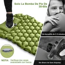 Colchoneta inflable para camping con almohada incorporada, portátil y resistente, ideal para mochileros, senderismo, tiendas de campaña y viajes al aire libre, color verde - 1 - Ver 7