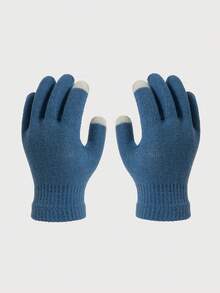 1 Pair Assorted Candy Color Men's Solid Touchscreen Gloves, Warm And Versatile For Autumn/Winter Daily Wear And Outings Winter Head Warmer