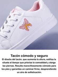 Zapatillas deportivas casuales blancas con cordones y bordado de mariposa para mujer Zapatillas deportivas blancas antideslizantes, tenis de mujer, sandalias para dama, tenis para mujer, tenis blancos para mujer, zapatilla elegantes de mujer, zapatos comodos de mujer, resistentes y versátiles. Adecuadas para actividades al aire libre para llevar a diario con ropa informal zapatos para mujer. - Rosa - Ver 10