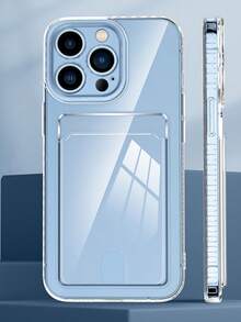 Solid Material Cardholder 1pc Clear Card Slot Pocket Transparent Soft Phone Case Compatible With IPhone 17 Pro Max 17 Pro 17 Air 16 15 14 13 12 11 Pro Max Soft Clear TPU Back Cover Spring Gift - Clear - View 7