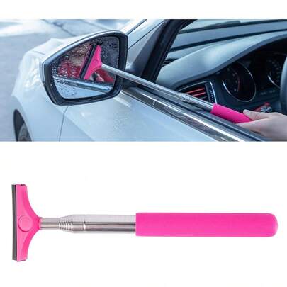 1pc Car Rearview Mirror Wiper Telescopic Car Rearview Mirror Wiper Long-Handle Car Cleaning Tool Rearview Mirror Glass Defogger Window Wiper Tool: Retractable Wiper