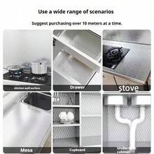 1pc Kitchen Oil-Proof Wall Sticker,Kitchen Oil Resistant Sticker, Fire Resistant High Temperature Wall Sticker,Self Adhesive Countertop Cabinet Tin Foil,Stickers,Wall Decal, Vinyl Decal For Home Decorations,Spring Decoration Items Refresh Your Home,Rama Decoration Stickers - Silver - View 3