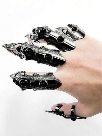1 套铰接式全指爪环，柔性金属首饰，嘻哈哥特风格，锌合金，无马赛克，无电镀，适合所有季节，日常佩戴和送礼