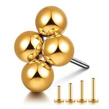 Giga 1 buc ASTM F136 titan mini 3 mărgele cluster fără fir labret piercing buză spate plat șuruburi cartilaj tragus helix conch cercei stud nas piercing bijuterii clasice
