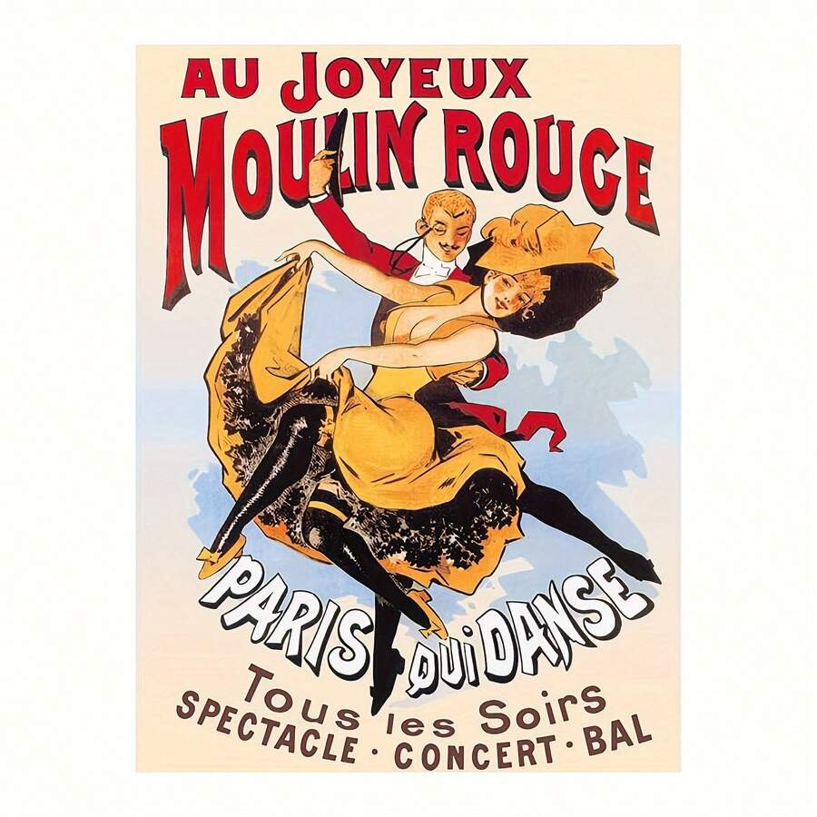 Vintage Moulin Rouge Paris Dance Cabaret Canvas Poster - French Theater Art Print Wall Decor, Major Material: Canvas, Unframed, Ideal For Living Room, Bedroom - 1pc - A - View 1