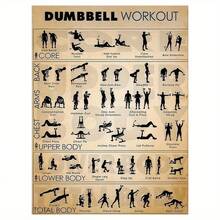 Vintage Leinwand Poster mit Hanteltrainings-Diagramm - Rahmenlose Fitness Wandkunst für Fitnessstudio, Studio, Personaltrainingsraum - Ideales Geschenk für Fitness-Enthusiasten - A - Übersicht 1