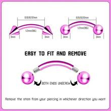 BLISI G23 Solid Titanium Eyebrow Piercing Jewelry, Gokd Black Rose Gold Silver Pink Rainbow Eyebrow Rings 16G Curved Barbell,Tiny Vertical Labret Lip Jewelry Rook Piercing Jewelry For Women And Men{Inchcolor_nameinch:Inch8pcsEyebowPiercing-Pinkinch} - 8件裝耳環-粉紅色 - 查看 4