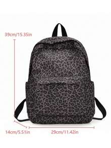 1pc Dark Leopard Print Backpack, Large Capacity, Lightweight, Suitable For Teenagers, High School & College Students, Commuting And Travel - Coffee - View 5