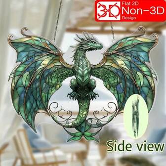 1pc Wings Forest Dragon Acrylic Light Catcher, Garden Light Catcher (11.8 Inches X 9.1 Inches), Creative Home Wall Decor, Suitable For Living Room, Bedroom, Front Porch, Office, Large Rooms, Kitchen, Bathroom, Bar, Garage, Best Friend's Birthday Gift, 2D Flat