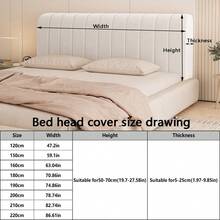 1 Stück gepolsterter Milchvelour Streifenmuster Kopfteilbezug, Rundumdesign, romantischer Cremeton, einfaches Linienmuster, passend für verschiedene Kopfteile, weiches, wolkenartiges Rückenlehngefühl, abnehmbar und waschbar, Stoßschutz, geeignet für dünne oder dicke Kopfteile