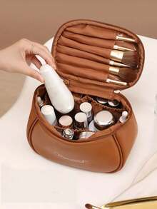 High Quality PU Travel Makeup Bags, Multifunctional Travel Storage Bag, Large Capacity Travel Cosmetic Bag, Cosmetics Organization And Storage, Makeup Organization, Cosmetic Storage Bag, Skin Care Bag, Travel Accessories, Travel Essentials, Cruise Essentials, Jewelry Storage, Lip Polish Storage, Nail Polish Storage Make Up Bag - Multicolor - View 4