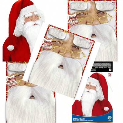 Santa Beard withTash And Eyebrows Disguise Novelty Fake False Moustaches Beards Sideburns etc for Fancy Dress Accessory